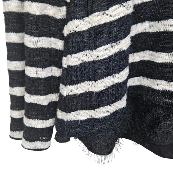 White House Black Market Long Sleeve V Neck Striped Sweater Lace Size Medium - Picture 7 of 12